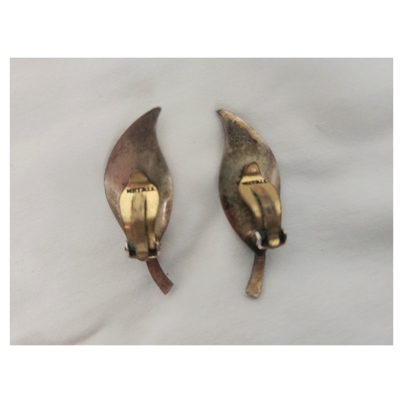Vintage D-A 925S Sterling Norway Leaf Clip-on Earrings - Picture 3 of 3